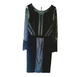 CARLISLE NEW YORK BLACK VELVET LACE DRESS 12